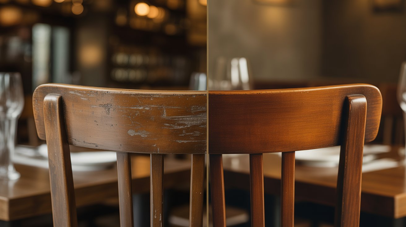 Silla de madera antes y despues